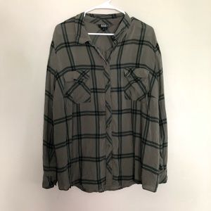 Womens Plus Size Plaid Button Down Shirt